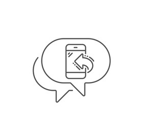 Call center service line icon. Chat bubble design. Incoming phone call sign. Feedback symbol. Outline concept. Thin line incoming call icon. Vector