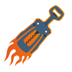 Vector flying burning corkscrew. Isolated on white background