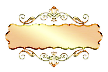 Metallic golden ornament. vintage frame.