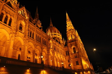 Fototapeta na wymiar Illuminated Hungarian Parliament Building at night