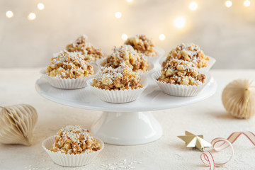 caramel crumbs cakes Anthill with coconut flakes