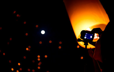 Beautiful Unfounded on Yi Peng festival and Loy Krathong day. Chiang Mai,Thailand