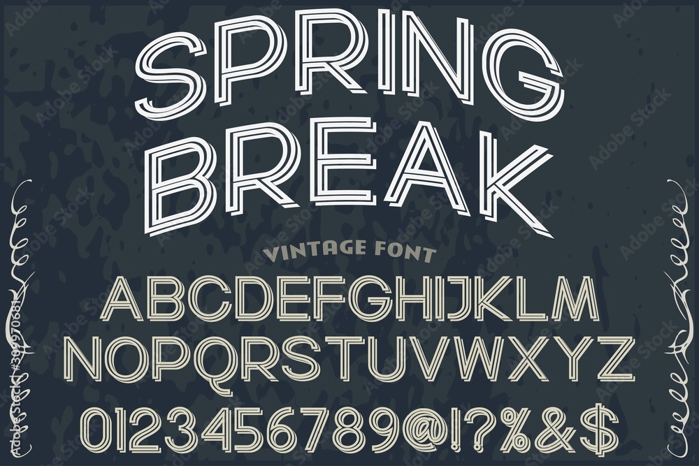 Aufkleber abc font alphabet script typeface handcrafted .shadow effect.vintage hand drawn.retro typography.vec