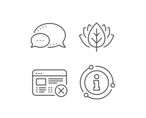 Reject web page line icon. Chat bubble, info sign elements. No internet sign. Delete browser. Linear reject web outline icon. Information bubble. Vector