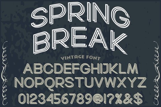 abc Font alphabet Script Typeface handcrafted .Shadow Effect.vintage Hand Drawn.Retro Typography.Vector Illustration.spring break