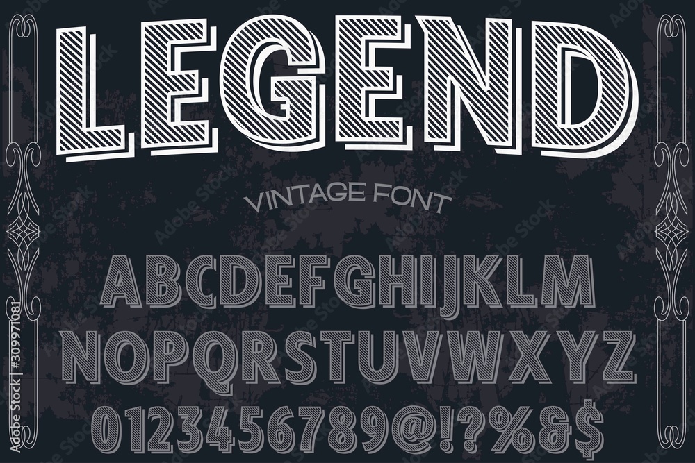 Poster abc font alphabet script typeface handcrafted handwritten vector label design legend .shadow effect.