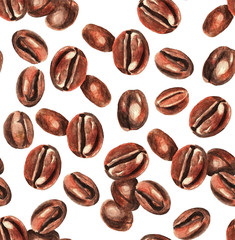 Coffee beans, wallpaper, watercolor