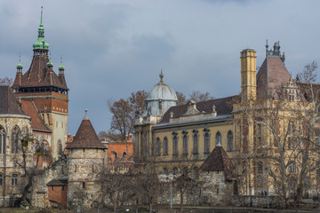 Vajdahunyad Castle in Budapest. Mixture different cultures and architecture styles.