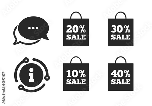Discount Special Offer Symbols Chat Info Sign Sale Bag Icons 10 30 And 40 Percent Sale Signs Classic Style Speech Bubble Icon Vector Wall Mural Blankstock