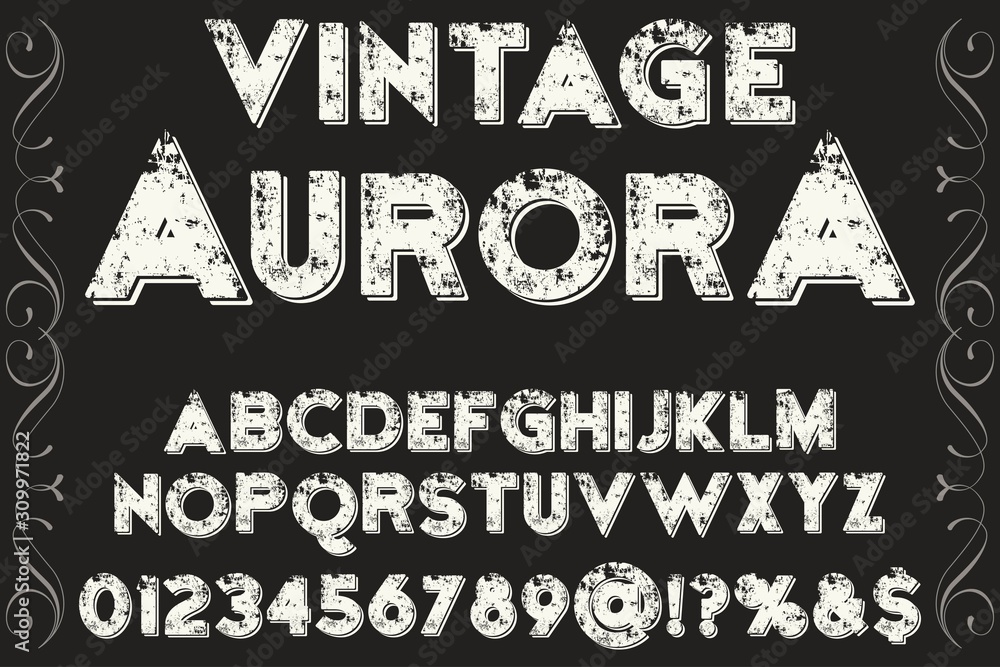 Poster abc font alphabet script typeface handcrafted handwritten vector label design old style.shadow effec