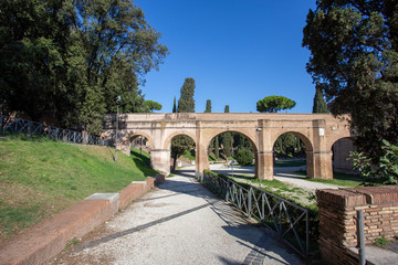Fototapeta na wymiar Bridge near Castle of St Angelo leading to the gardens 
