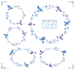 雪　小鳥　フレーム　セット