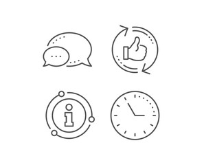 Refresh like line icon. Chat bubble, info sign elements. Thumbs up sign. Positive feedback symbol. Linear refresh like outline icon. Information bubble. Vector