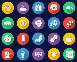 Breakfast Icons Flat Design Circle Set Big