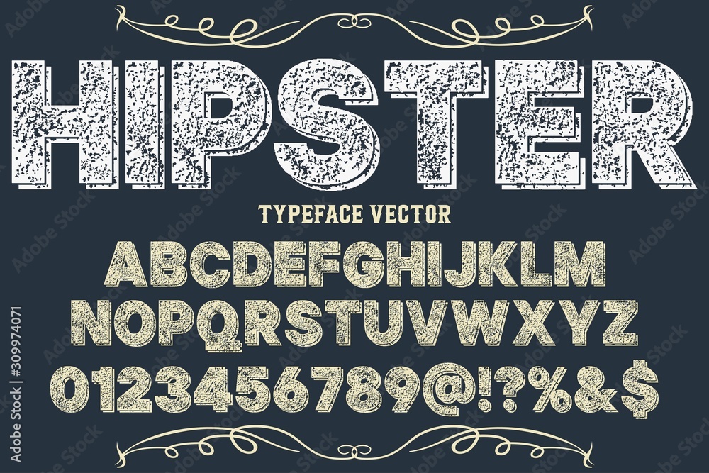 Poster alphabet font script typeface handcrafted handwritten vector label design hipster.shadow effect.vint