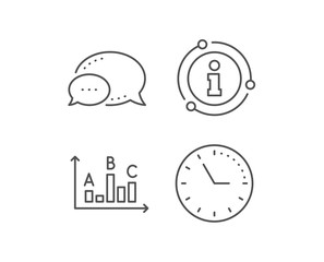 Survey results line icon. Chat bubble, info sign elements. Best answer sign. Business stats symbol. Linear survey results outline icon. Information bubble. Vector