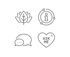 Ask me line icon. Chat bubble, info sign elements. Sweet heart sign. Valentine day love symbol. Linear ask me outline icon. Information bubble. Vector