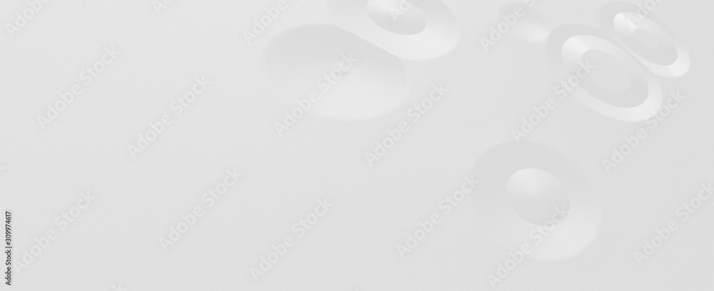 Poster white abstract futuristic background with round geometry and copy space for text, large empty space,