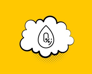 No alcohol line icon. Comic speech bubble. Organic tested sign. Water drop symbol. Yellow background with chat bubble. No alcohol icon. Colorful banner. Vector