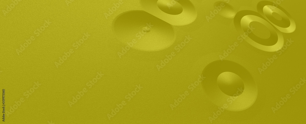 Poster yellow abstract futuristic background with round geometry and copy space for text, large empty space