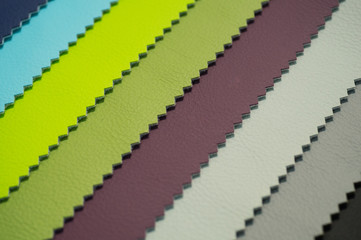 Catalog of multicolored imitation leather from matting fabric texture background, leatherette fabric texture