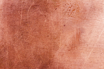 Scratched dirty dusty copper plate texture, old metal background