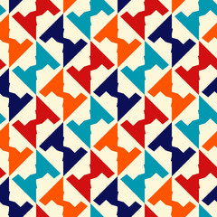 Bright seamless pattern with alternating geometric shapes.