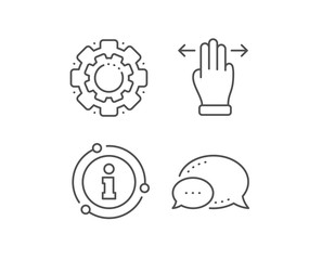 Multitasking gesture line icon. Chat bubble, info sign elements. Slide arrow sign. Swipe action symbol. Linear multitasking gesture outline icon. Information bubble. Vector