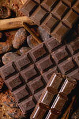 Dark chocolate with cocoa