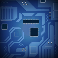 Vector illustration of dark blue circuit board