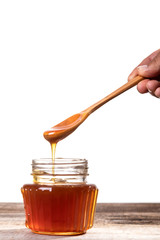 Golden honey, natural, golden, crystalline and healthy.