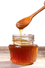 Golden honey, natural, golden, crystalline and healthy.