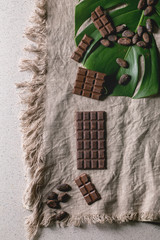Fototapeta na wymiar Dark chocolate with cocoa