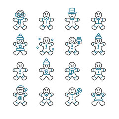 Gingerbread Man Vector Illustration Icon Set