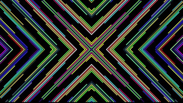 Cross Formed By Colorful Lines In An Endless Video Loop