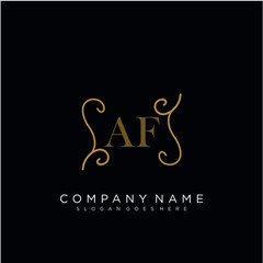 Initial letter AF logo luxury vector mark, gold color elegant classical