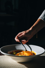 Pumpkin biscuit with strachatella. 