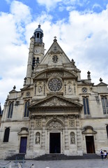 Saint Etienne du Mont Church facade. Paris, France.