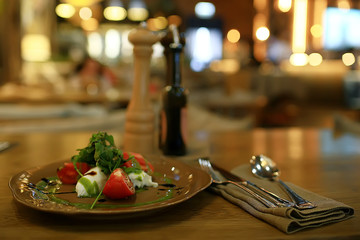 Greek salad / Mediterranean cuisine, fresh salad in the plate, healthy food, diet vegetables