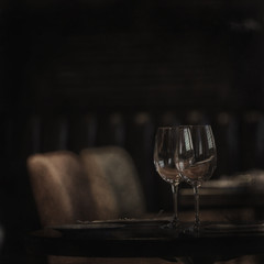 glass of red wine / vintage background, old cask wine, alcohol tasting