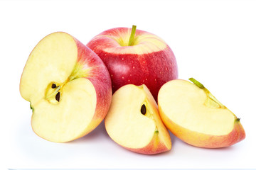 Naklejka na ściany i meble apples with slices isolate on white