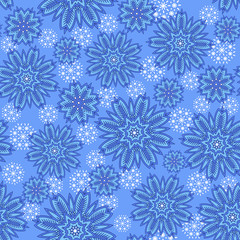 Seamless ornamental oriental pattern. Repeating geometric tiles with mandala. Vector laced decorative background with floral and geometric ornament. Indian or Arabic motive. Boho festival style