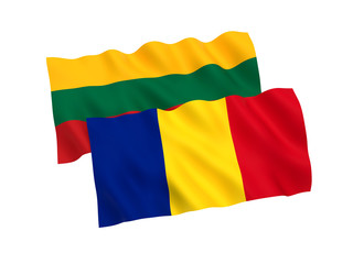 Flags of Romania and Lithuania on a white background