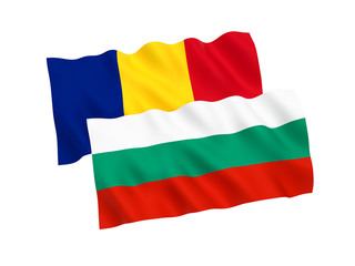 Flags of Bulgaria and Romania on a white background