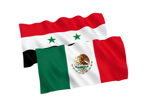 Flags of Mexico and Syria on a white background