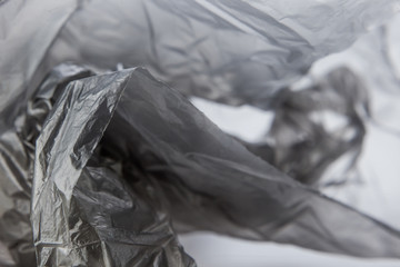 Black Plastic bag close-up. Background texture