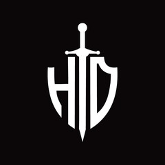 HD logo with shield shape and sword design template