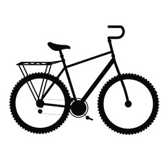Isolate illustration of black silhouette bicycle. Logo or sing of a bike