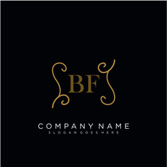 Initial letter BF logo luxury vector mark, gold color elegant classical