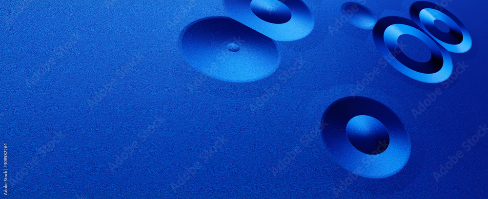 Poster blue abstract futuristic background with round geometry and copy space for text, large empty space, 